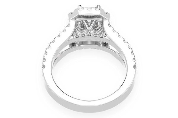Sphinx - 0.75ct Emerald Cut Solitaire - Halo Split Shank - Diamond Engagement Ring - Natural Diamonds - Zz
