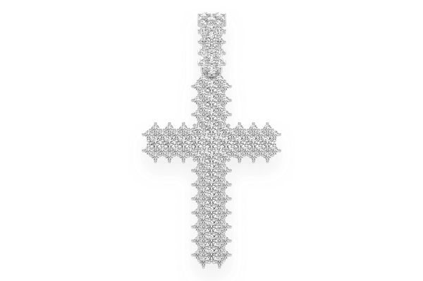 Small 5 Row Jagged Cross Diamond Pendant 14k Solid Gold 0.75ctw