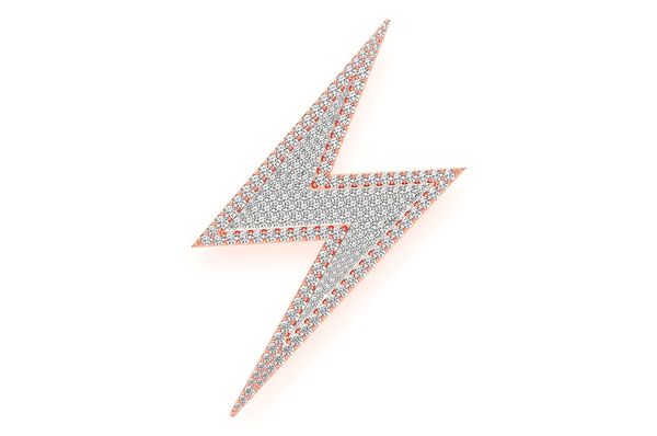 Lightning Bolt Double Layer Diamond Pendant 14k Solid Gold 2.75ctw