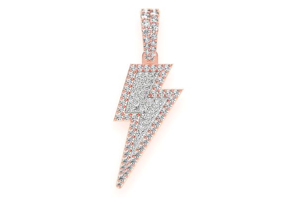 Lightning Bolt Diamond Pendant 14k Solid Gold 1.25ctw