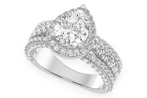 2.00ct Pear Solitaire - Three Row - Diamond Engagement Ring - All Natural