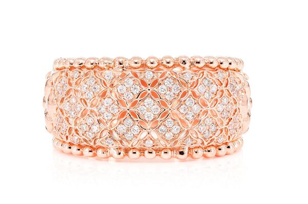Thin Floral Weaved Diamond Band 14k Solid Gold 0.25ctw
