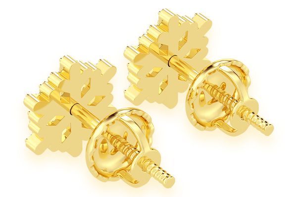 Snowflake Stud Earrings 14k Solid Gold 0.20ctw