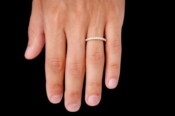 One Row Diamond Band 14k Solid Gold 0.33ctw