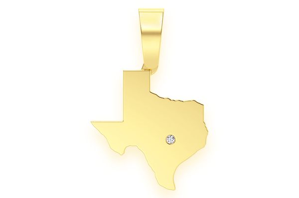 Austin Texas Pendant Solid Gold 14k .01ctw