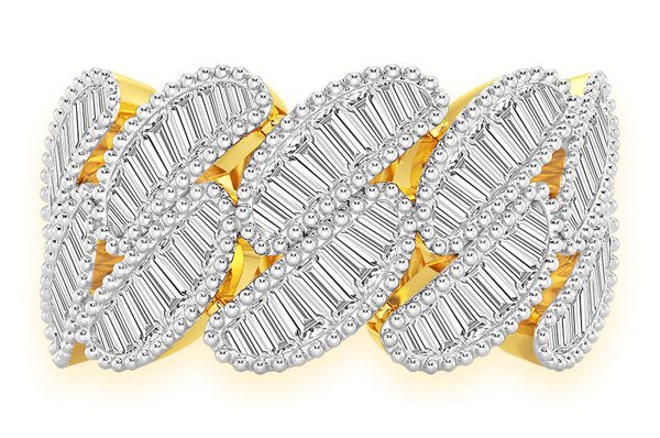Miami Cuban Baguette Diamond Ring 14k Solid Gold 1.30ctw