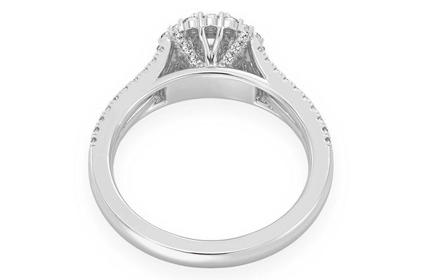 0.75ctw - Round Double Halo Split Shank - Diamond Engagement Ring - All Natural