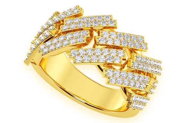 Jagged Miami Cuban Diamond Ring 14k Solid Gold 1.45ctw