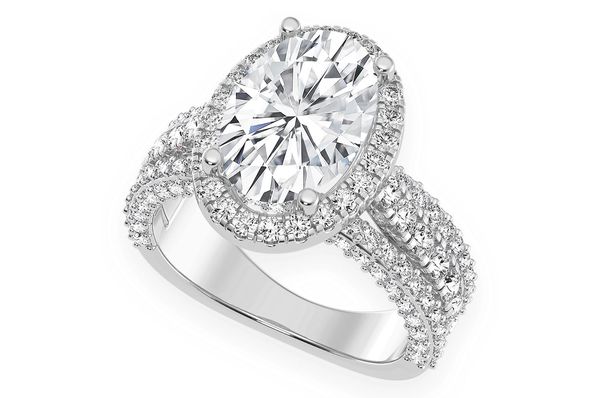 Tripp - 3.00ct Oval Solitaire - Three Row - Diamond Engagement Ring - All Natural Vs Diamonds