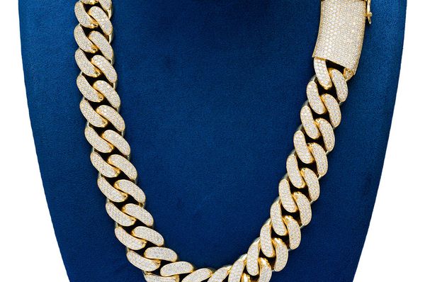22MM Miami Cuban Link Diamond Necklace 14k Solid Gold 59.65ctw