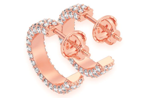 Open Hoop Diamond Earrings 14k Solid Gold 0.60ctw