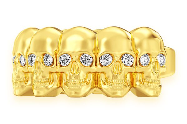 Nine Skull Diamond Ring 14k Solid Gold 0.40ctw