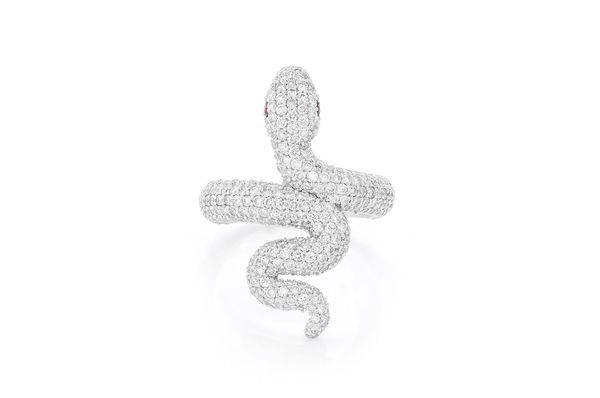 Snake Diamond Ring 14k Solid Gold 2.50ctw
