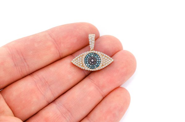 Evil Eye Diamond Pendant 14k Solid Gold 0.85ctw
