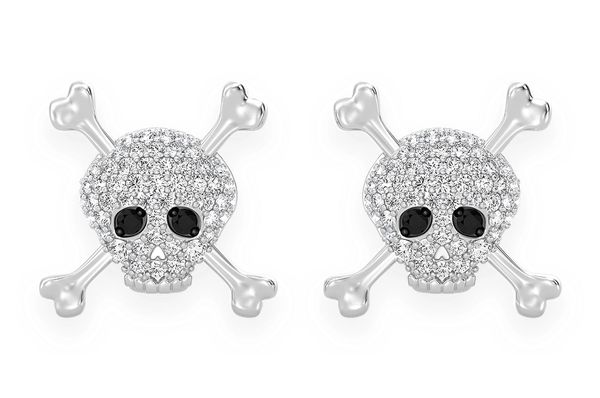 Skull & Crossbones Diamond Earrings 14k Solid Gold 0.50ctw