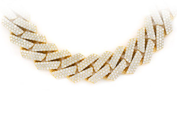 24MM Raised Miami Cuban Link Diamond Necklace 14k Solid Gold 80.00ctw