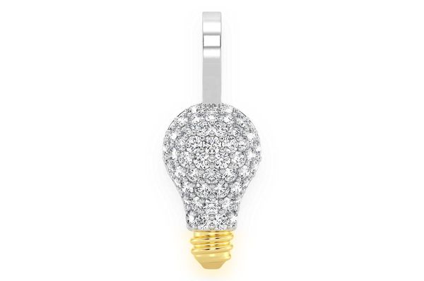 Light Bulb Diamond Pendant 14k Solid Gold 0.50ctw