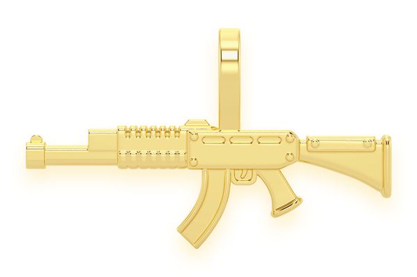 Ak47 Gun Pendant 14k Solid Gold