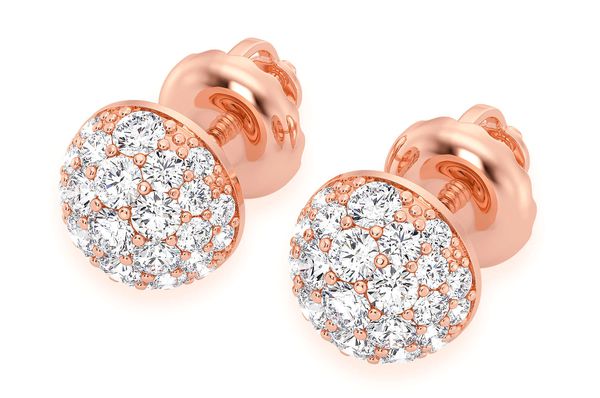 Dome Diamond Earrings 14k Solid Gold 0.45ctw