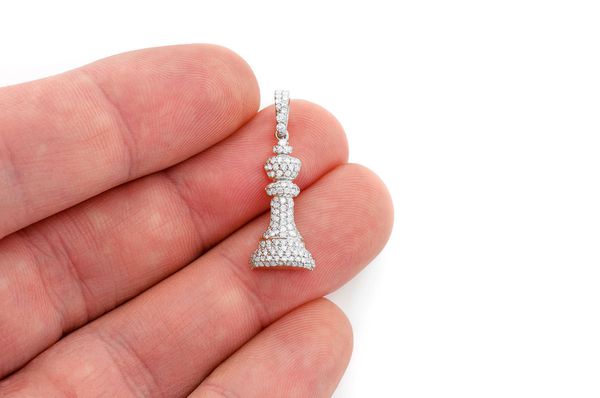 King Chess Piece Diamond Pendant 14k Solid Gold .66ctw