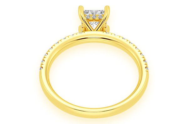 Thinn - 0.75ct Princess Solitaire - One Row Under Halo - Diamond Engagement Ring - All Natural