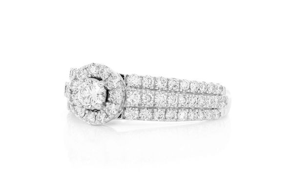 1.10ctw - Three Row Halo - Diamond Engagement Ring - All Natural