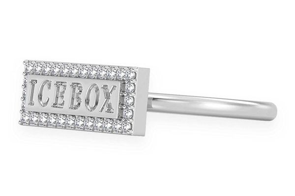 Icebox Logo Diamond Ring 14k Solid Gold 0.15ctw