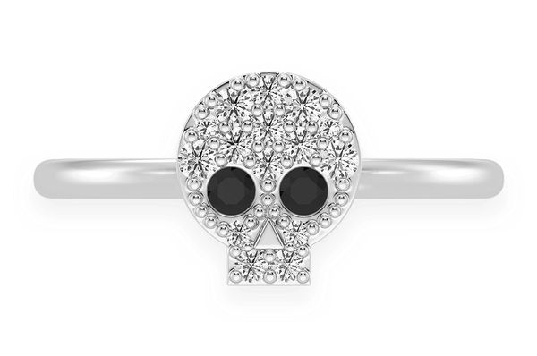 Skull Head Black & White Diamond Ring 14k Solid Gold 0.20ctw
