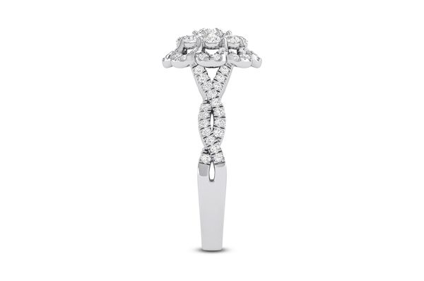 1.00ctw - Round Floral Twist Shank - Diamond Engagement Ring - All Natural