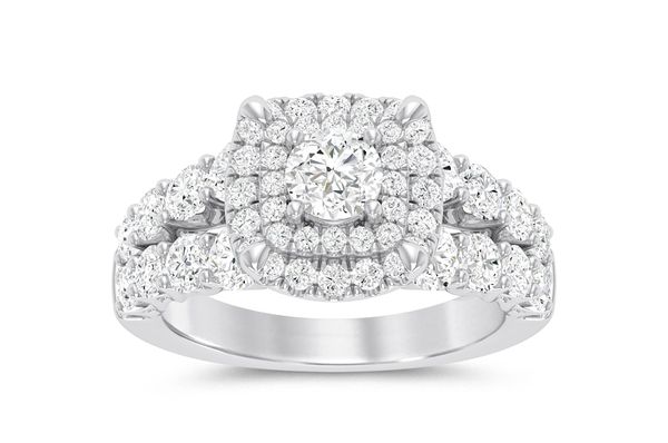 Double Halo Split Shank - Diamond Engagement Ring - All Natural