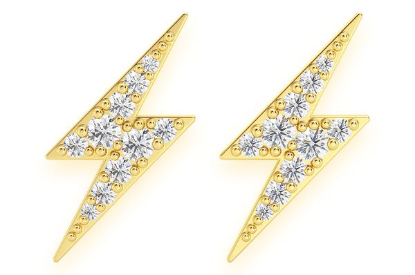 Lightning Bolt Stud Diamond Earrings 14k Solid Gold 0.25ctw