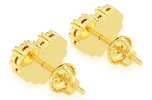 Heart Baguette Stud Earrings Solid Gold 14k .80ctw 