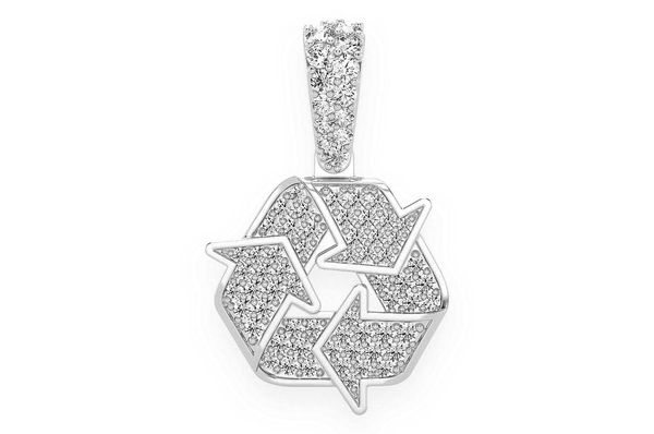 Recycle Symbol Diamond Pendant 14k Solid Gold 0.55ctw