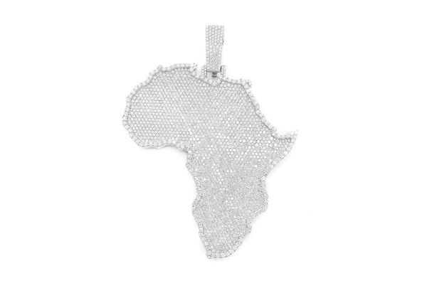 Africa Continent Diamond Pendant 14k Solid Gold 56.00ctw