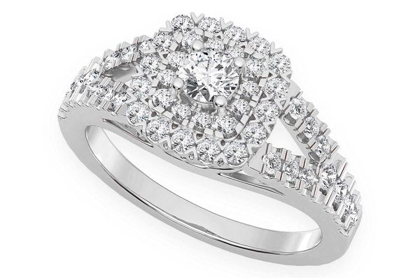 0.75ctw Cushion Double Halo - Diamond Engagement Ring - All Natural