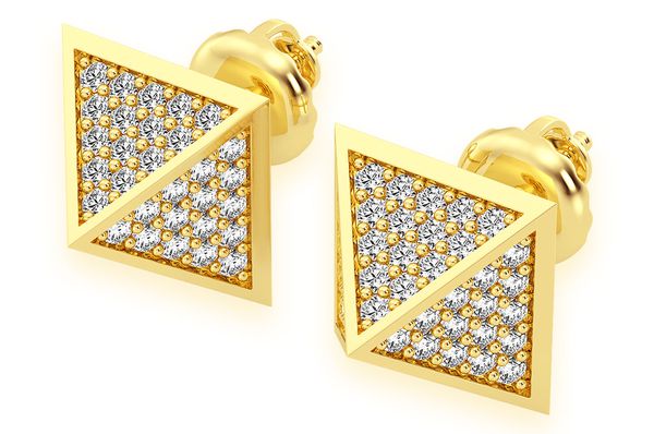 Pyramid Stud Diamond Earrings 14k Solid Gold 0.50ctw