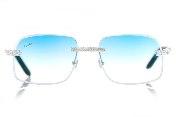 Cartier Glasses Iced Out Diamonds Rimless - 2.00ctw - White Gold