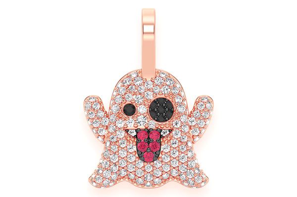 Ghost Ruby & Diamond Pendant 14k Solid Gold 0.50ctw