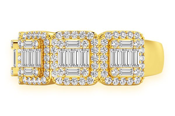 Round Baguette Diamond Band 14k Solid Gold 1.50ctw