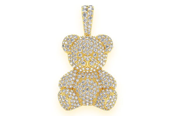  Teddy Bear Diamond Pendant 14k Solid Gold 2.65ctw