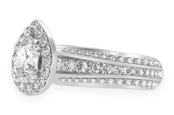 Monst - 1.00ct Pear Solitaire - Three Row Graduated Split Halo - Diamond Engagement Ring - All Natural Diamonds