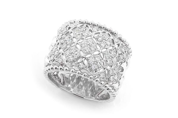 Floral Weaved Diamond Band 14k Solid Gold 0.70ctw