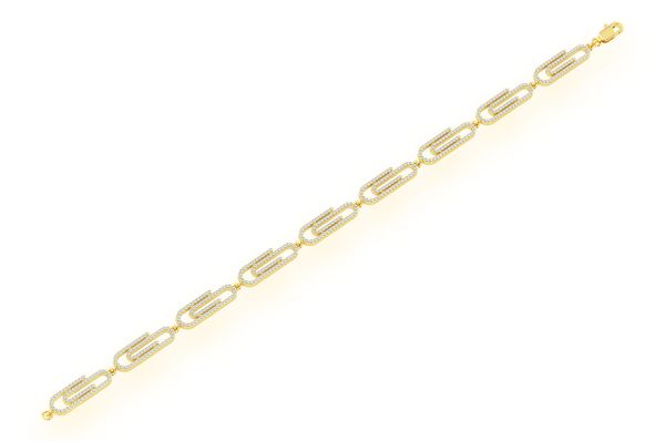 Paper Clip Eternity Diamond Bracelet 14k Solid Gold 1.85ctw