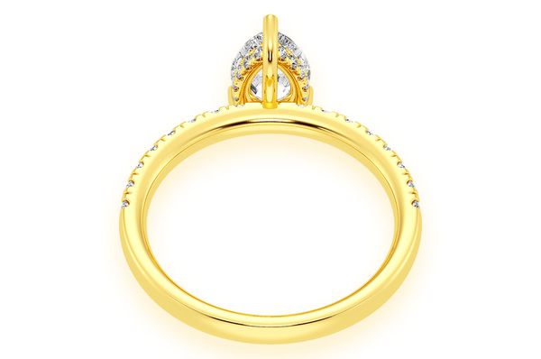 Thinn - 1.00ct Pear Solitaire - One Row Under Halo - Diamond Engagement Ring - All Natural