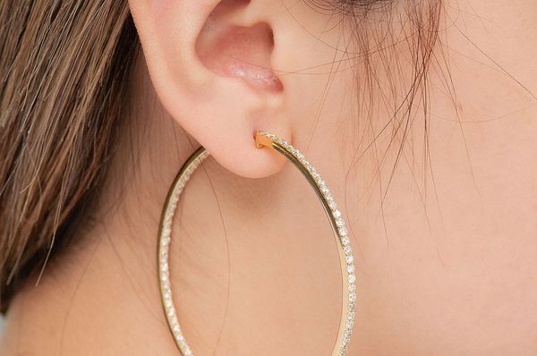 Large Inside-out Hoop Diamond Earrings 14k Solid Gold 5.00ctw