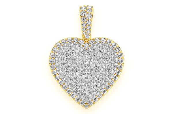Bubbly Heart Double Layer Diamond Pendant 14k Solid Gold 2.00ctw