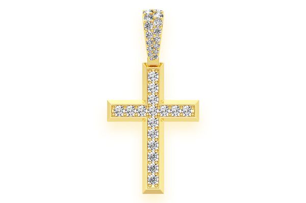 Angled Cross Diamond Pendant 14k Solid Gold 1.15ctw