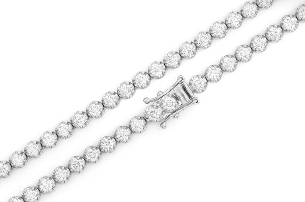 10pt Crown Set Diamond Tennis Necklace 14k Solid Gold 12.50ctw