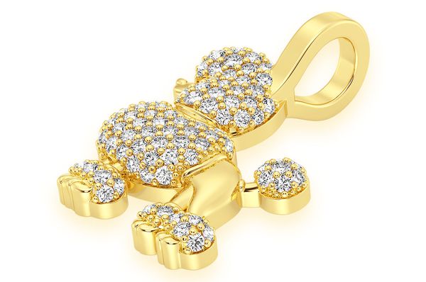 Poodle Diamond Pendant 14k Solid Gold 0.33ctw