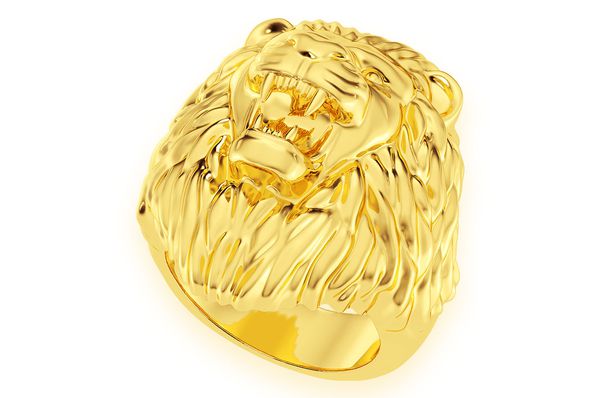 Plain Lion Head Ring 14k Solid Gold 